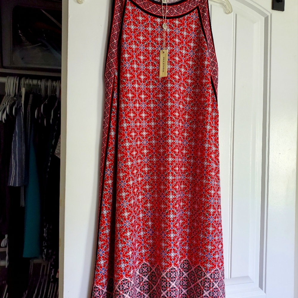 Max Studio Dress, Medium, Red and Navy